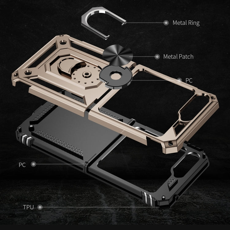 For Samsung Galaxy Z Flip5 Shockproof TPU + PC Phone Case with Holder(Gold) by buy2fix