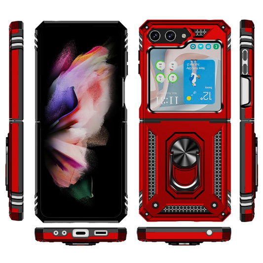 For Samsung Galaxy Z Flip5 Shockproof TPU + PC Phone Case with Holder(Red) by buy2fix