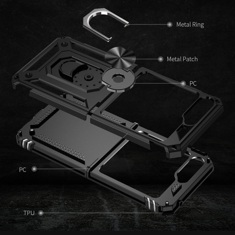 For Samsung Galaxy Z Flip5 Shockproof TPU + PC Phone Case with Holder(Black) by buy2fix