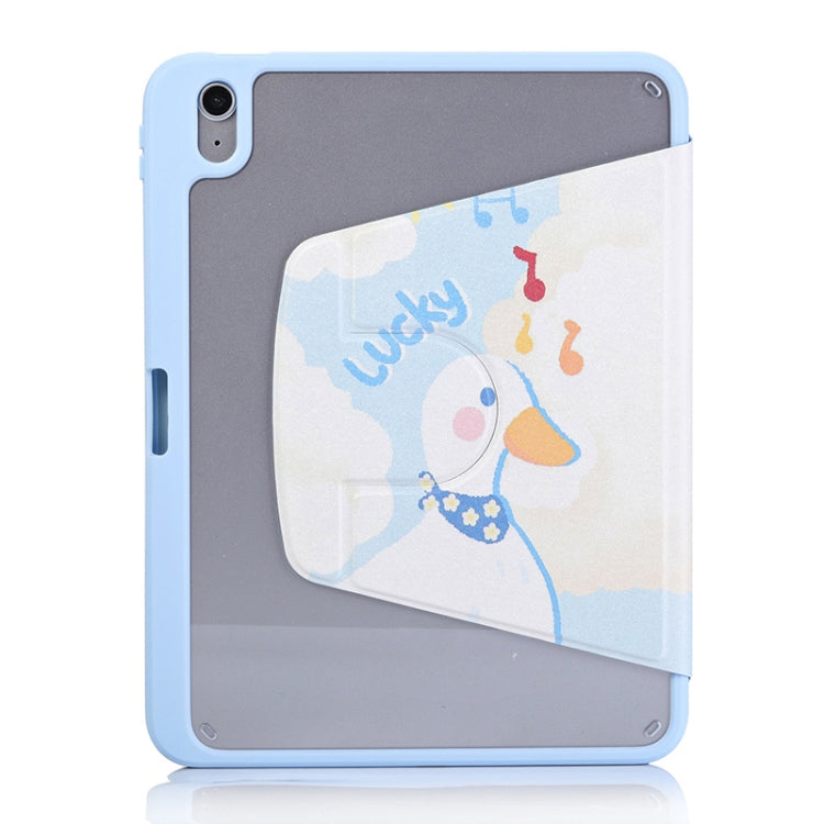 For iPad 10.2 2021 / 2020 / 10.5 3-Fold 360 Rotation Painted Leather Smart Tablet Case(Lucky Duck) - iPad 10.2 Cases by buy2fix | Online Shopping UK | buy2fix