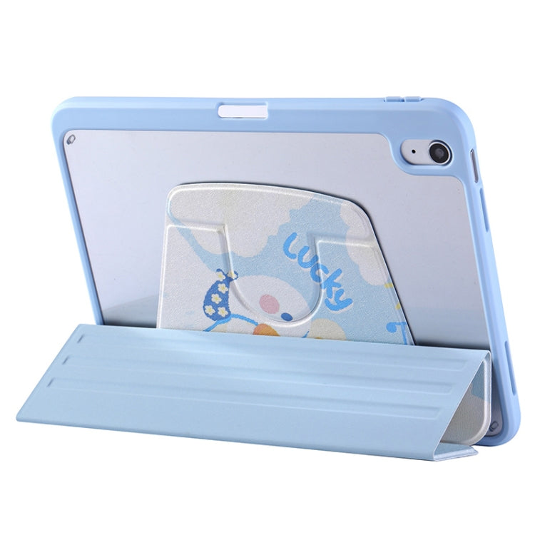 For iPad 10.2 2021 / 2020 / 10.5 3-Fold 360 Rotation Painted Leather Smart Tablet Case(Lucky Duck) - iPad 10.2 Cases by buy2fix | Online Shopping UK | buy2fix