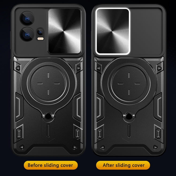 For Motorola Edge 30 Fusion CD Texture Sliding Camshield Magnetic Holder Phone Case(Silver) by buy2fix