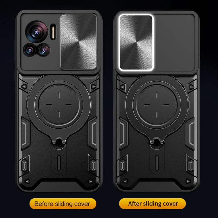 For Motorola Edge 30 Ultra CD Texture Sliding Camshield Magnetic Holder Phone Case(Black) by buy2fix