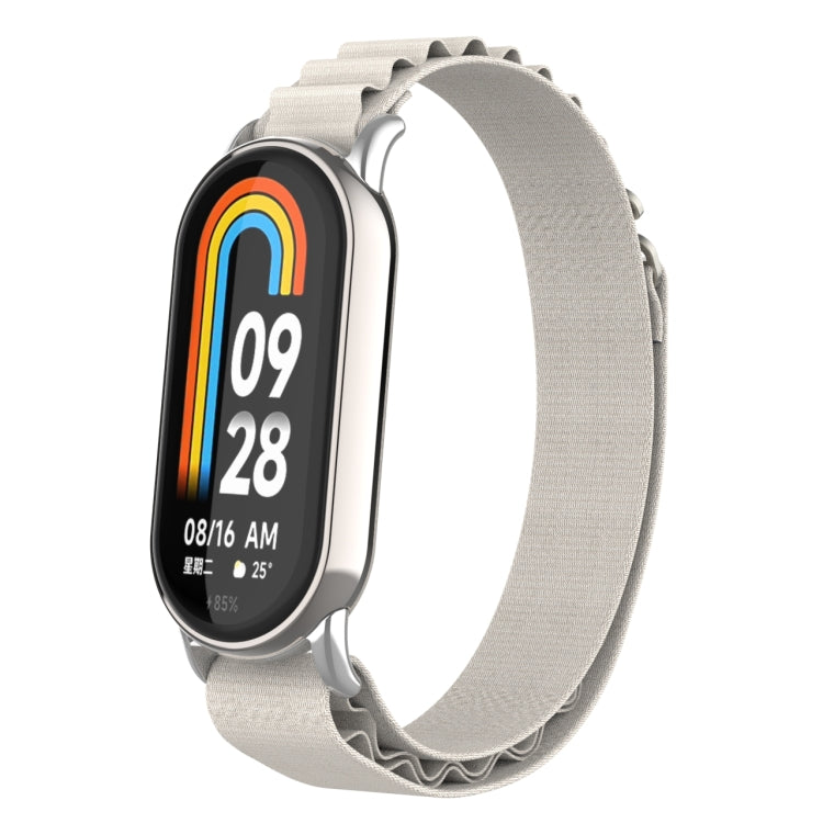 For Xiaomi Mi Band 8 Metal Plug Loop Nylon Watch Band(Silver+Starlight) - Watch Bands by buy2fix | Online Shopping UK | buy2fix