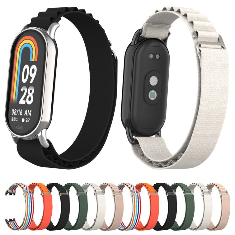 For Xiaomi Mi Band 8 Metal Plug Loop Nylon Watch Band(Silver+Starlight) - Watch Bands by buy2fix | Online Shopping UK | buy2fix