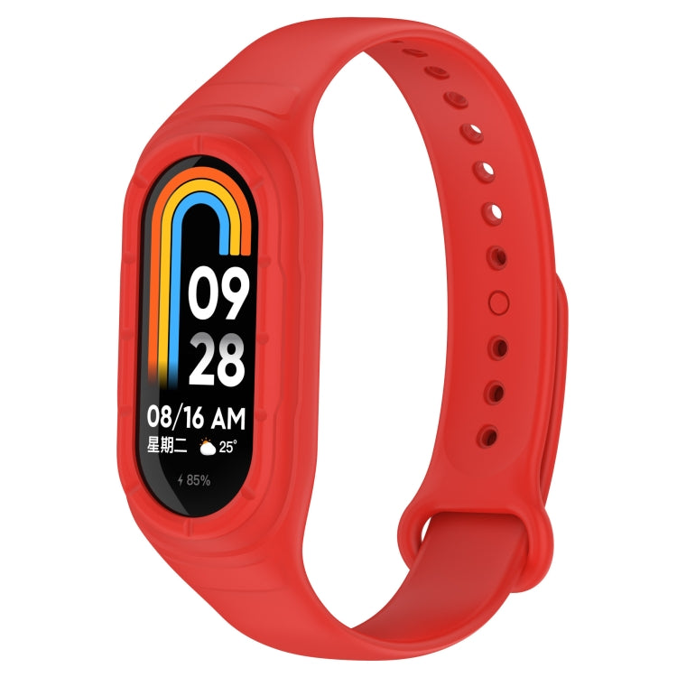 For Xiaomi Mi Band 8 Integrated Silicone Replacement Watch Band(Red) - Watch Bands by buy2fix | Online Shopping UK | buy2fix