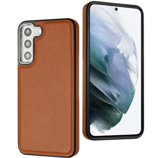 For Samsung Galaxy S22 5G Leather Texture Full Coverage Phone Case(Brown) by buy2fix