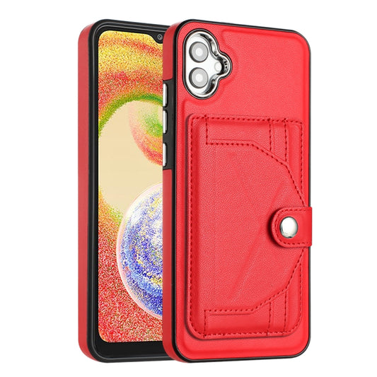 For Samsung Galaxy A04E / F04 / M04 Shockproof Leather Phone Case with Card Holder(Red) by buy2fix