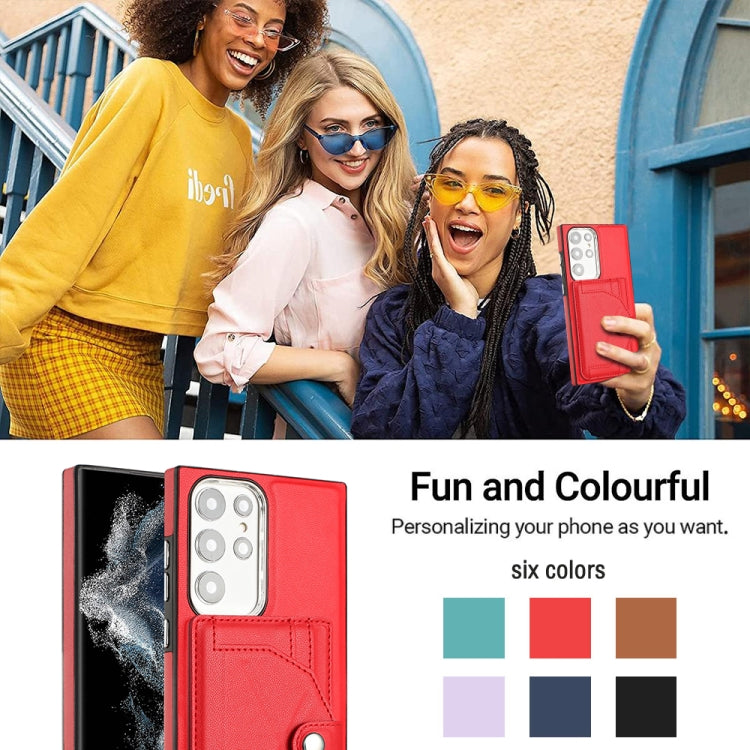 For Samsung Galaxy S22 Ultra 5G Shockproof Leather Phone Case with Card Holder(Red) by buy2fix