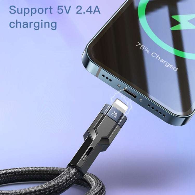 YESIDO CA107 1.2m 2.4A USB-C / Type-C to 8 Pin OD0.6 Charging Data Cable(Black+Blue) - 2 in 1 Cable by Yesido | Online Shopping UK | buy2fix