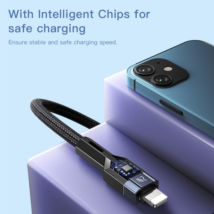 YESIDO CA107 1.2m 2.4A USB-C / Type-C to 8 Pin OD0.6 Charging Data Cable(Black+Blue) - 2 in 1 Cable by Yesido | Online Shopping UK | buy2fix