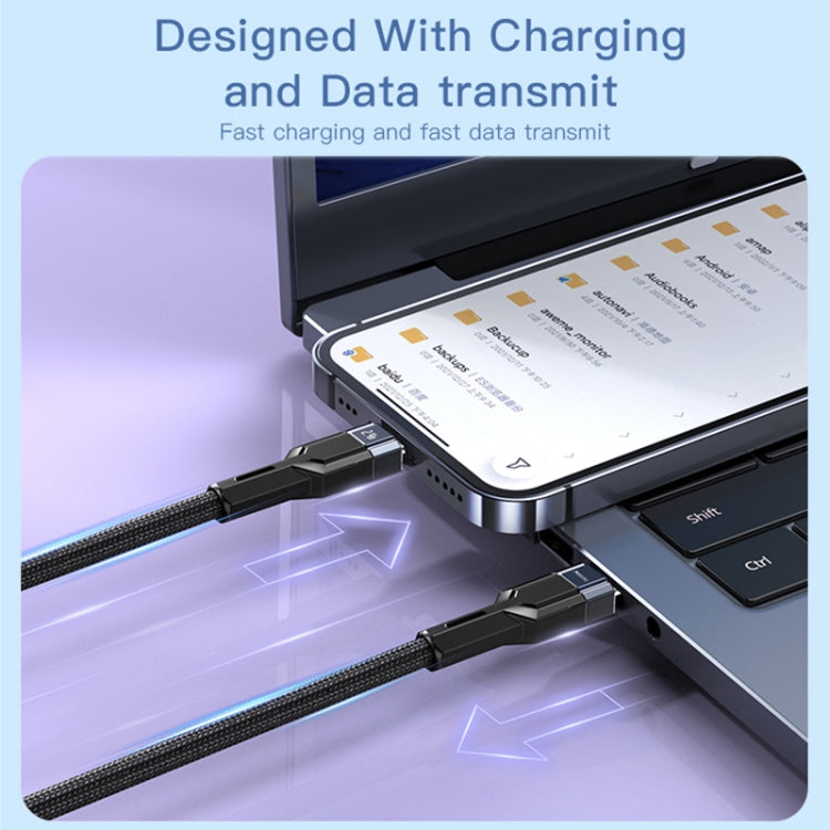 YESIDO CA107 1.2m 2.4A USB-C / Type-C to 8 Pin OD0.6 Charging Data Cable(Black+Blue) - 2 in 1 Cable by Yesido | Online Shopping UK | buy2fix