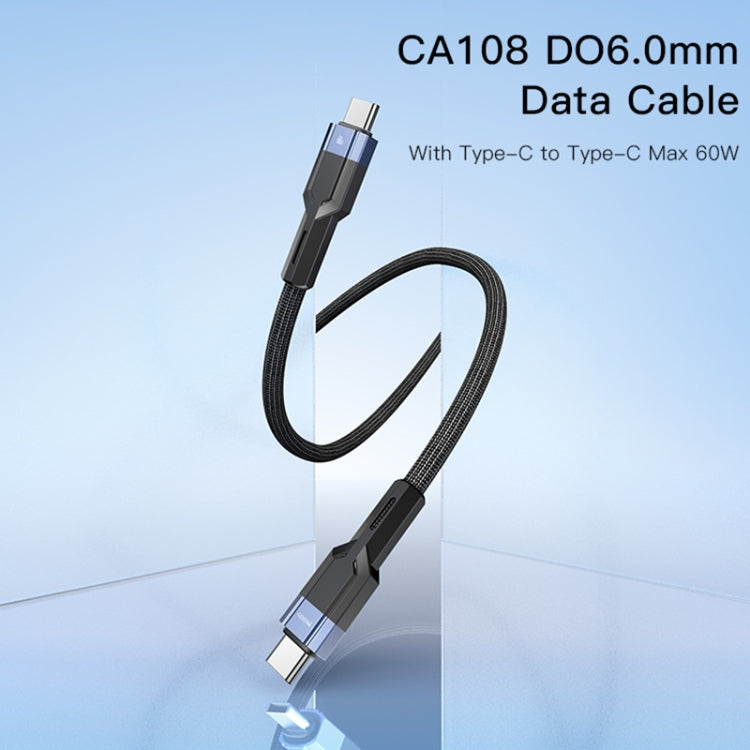 YESIDO CA108 1.2m 60W USB-C / Type-C to Type-C OD0.6 Charging Data Cable(Black+Blue) - USB-C & Type-C Cable by Yesido | Online Shopping UK | buy2fix