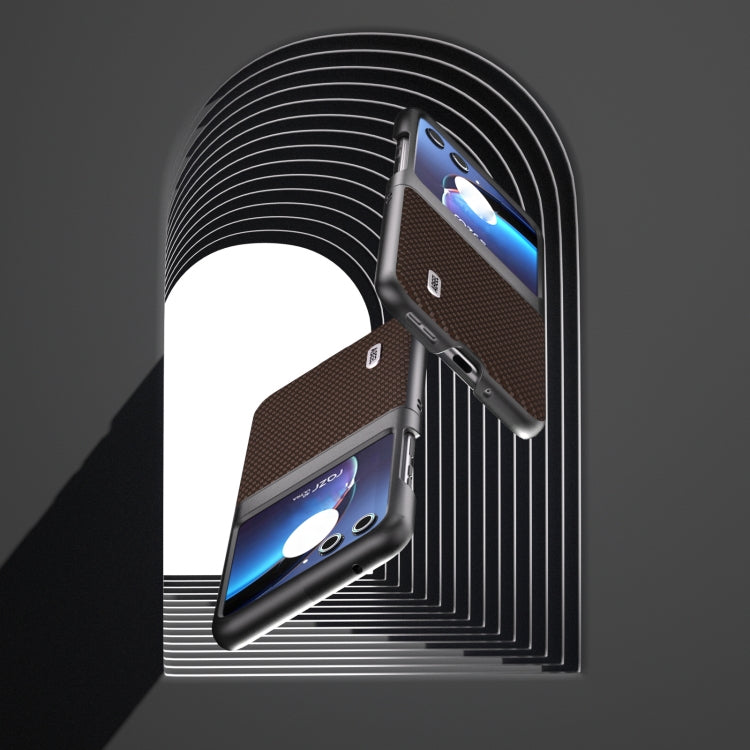 For Motorola Razr 40 Ultra ABEEL Carbon Fiber Texture Protective Phone Case(Dark Brown) by buy2fix