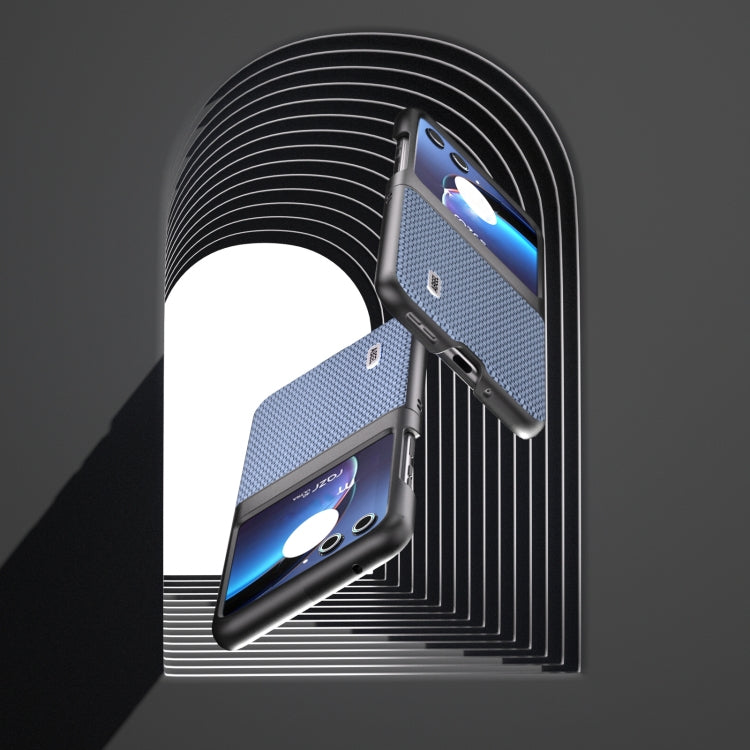 For Motorola Razr 40 Ultra ABEEL Carbon Fiber Texture Protective Phone Case(Light Blue) by buy2fix