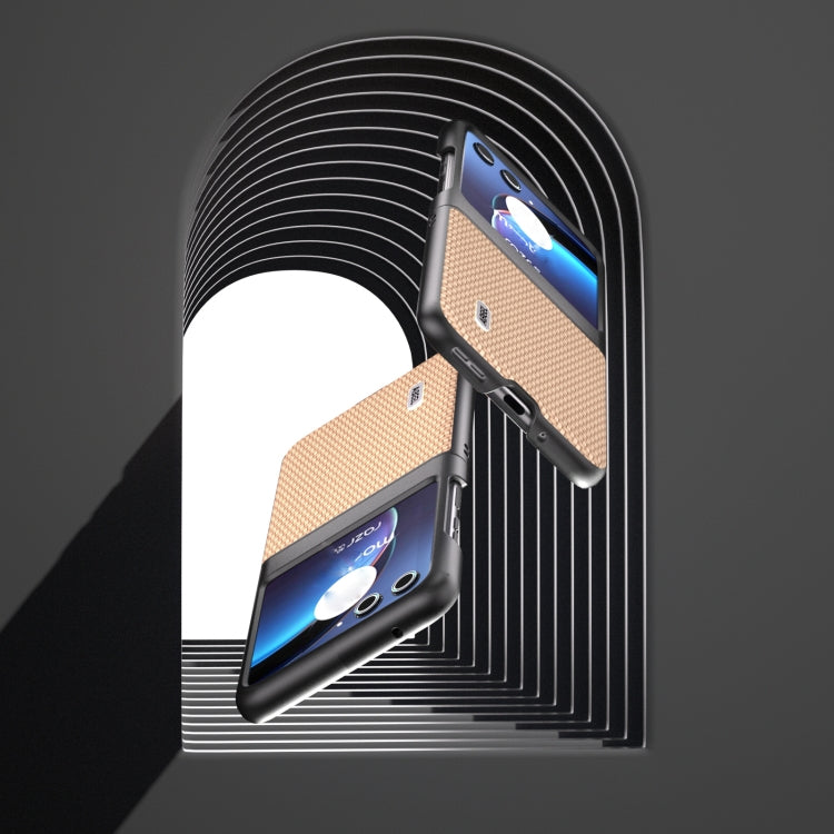 For Motorola Razr 40 Ultra ABEEL Carbon Fiber Texture Protective Phone Case(Yellow) by buy2fix