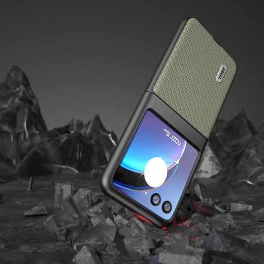 For Motorola Razr 40 Ultra ABEEL Carbon Fiber Texture Protective Phone Case(Green) by buy2fix