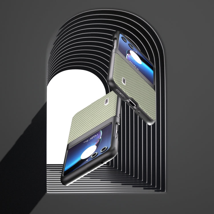 For Motorola Razr 40 Ultra ABEEL Carbon Fiber Texture Protective Phone Case(Green) by buy2fix