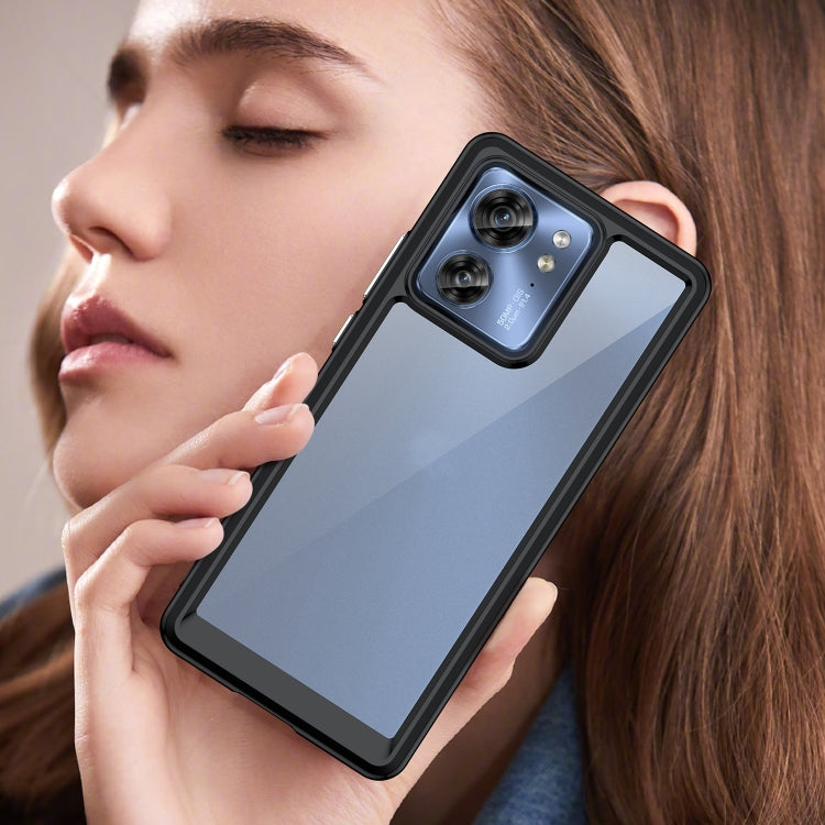 For Motorola Edge 40 Colorful Series Acrylic Hybrid TPU Phone Case(Black) - Motorola Cases by buy2fix | Online Shopping UK | buy2fix
