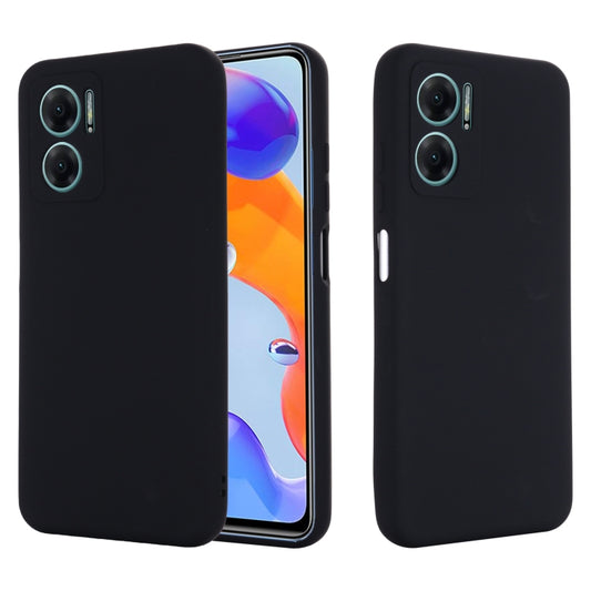 For Xiaomi Redmi 11 Prime 5G Pure Color Liquid Silicone Shockproof Phone Case(Black) by buy2fix