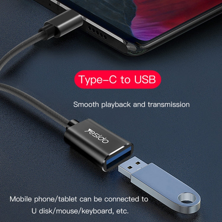 Yesido GS01 Type-C to USB 2.0 OTG Data Converter Cable(Black) - OTG Adapter by Yesido | Online Shopping UK | buy2fix