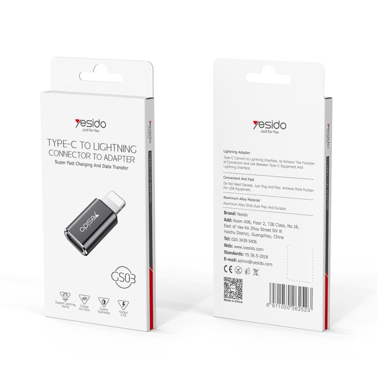 Yesido GS03 8 Pin to Type-C Charging Adapter(Black) - Converter & Adapter by Yesido | Online Shopping UK | buy2fix