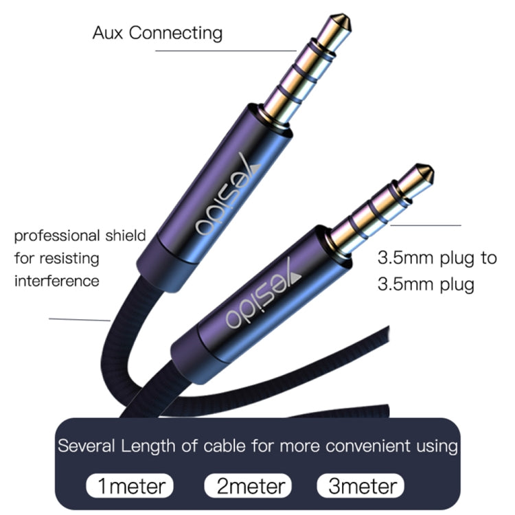 Yesido YAU15 3.5mm Male to 3.5mm Male Audio Cable, Length:2m(Black) - Video & Audio Cable by Yesido | Online Shopping UK | buy2fix