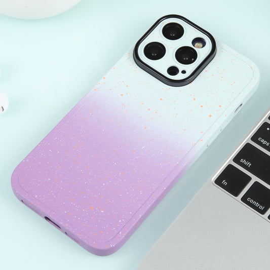 For iPhone 14 Gradient Starry Silicone Phone Case with Lens Film(White Purple) by buy2fix