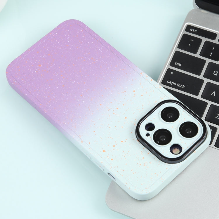 For iPhone 14 Plus Gradient Starry Silicone Phone Case with Lens Film(White Purple) by buy2fix