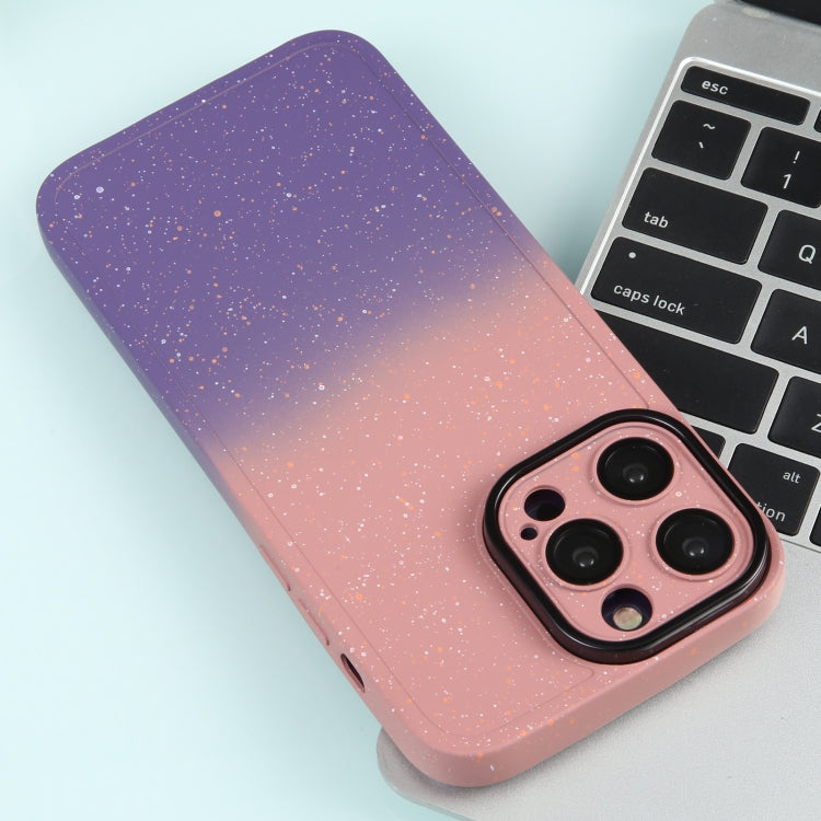 For iPhone 13 Gradient Starry Silicone Phone Case with Lens Film(Pink Purple) by buy2fix