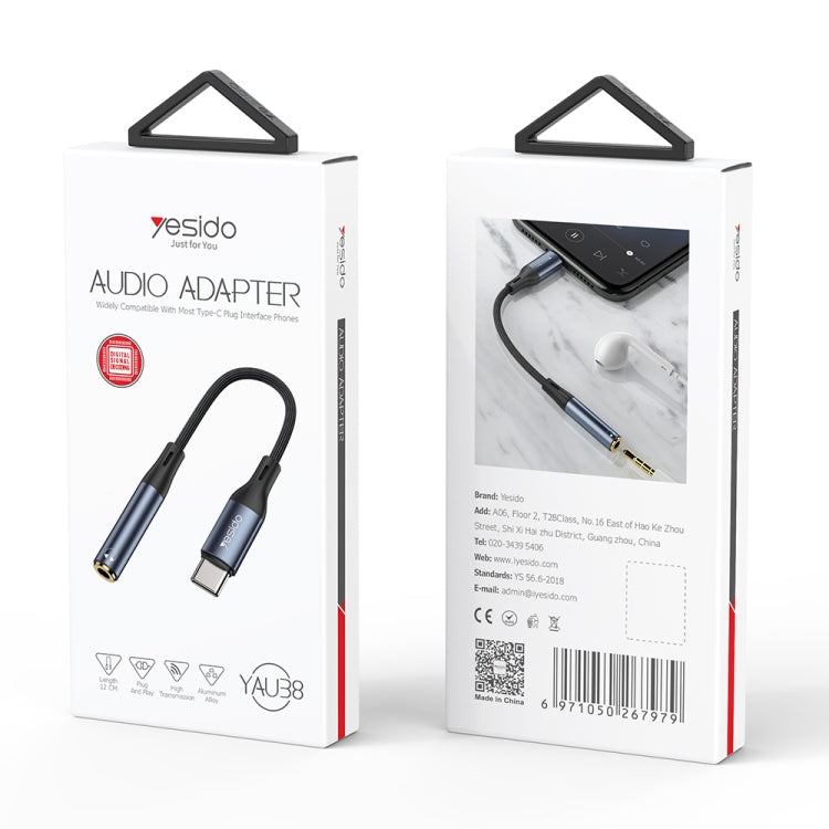 Yesido YAU38 Type-C to 3.5mm Female Audio Adapter(Black) - Video & Audio Cable by Yesido | Online Shopping UK | buy2fix