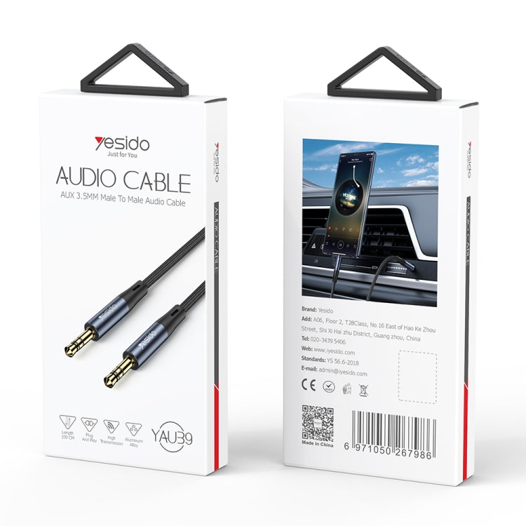 Yesido YAU39 3.5mm Male to 3.5mm Male AUX Audio Adapter Cable(Black) - Video & Audio Cable by Yesido | Online Shopping UK | buy2fix