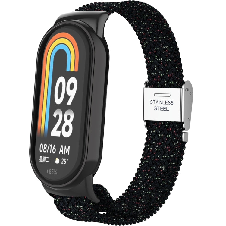 For Xiaomi Mi Band 8 Metal Head + Adjustable Nylon Braided Steel Buckle Watch Band(Starlight Black) - Watch Bands by buy2fix | Online Shopping UK | buy2fix
