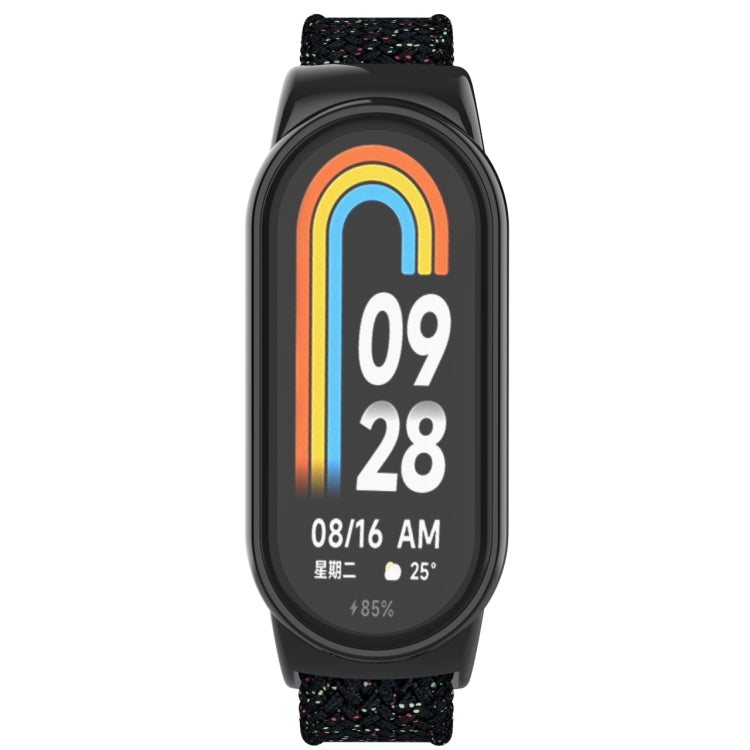 For Xiaomi Mi Band 8 Metal Head + Adjustable Nylon Braided Steel Buckle Watch Band(Starlight Black) - Watch Bands by buy2fix | Online Shopping UK | buy2fix