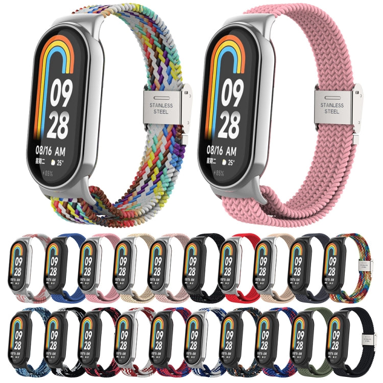 For Xiaomi Mi Band 8 Metal Head + Adjustable Nylon Braided Steel Buckle Watch Band(Starlight Black) - Watch Bands by buy2fix | Online Shopping UK | buy2fix