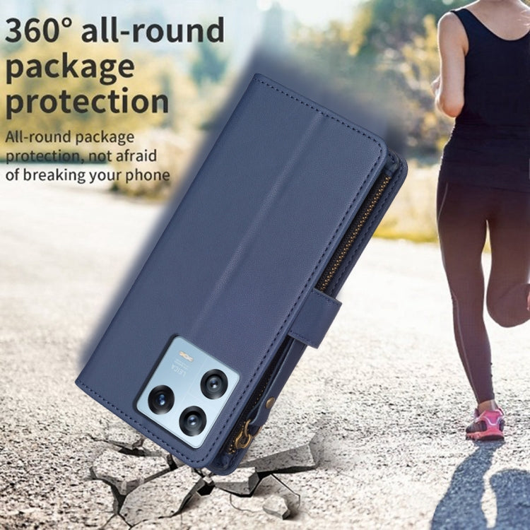 For Xiaomi 13 Pro 9 Card Slots Zipper Wallet Leather Flip Phone Case(Blue) - Xiaomi Cases by buy2fix | Online Shopping UK | buy2fix