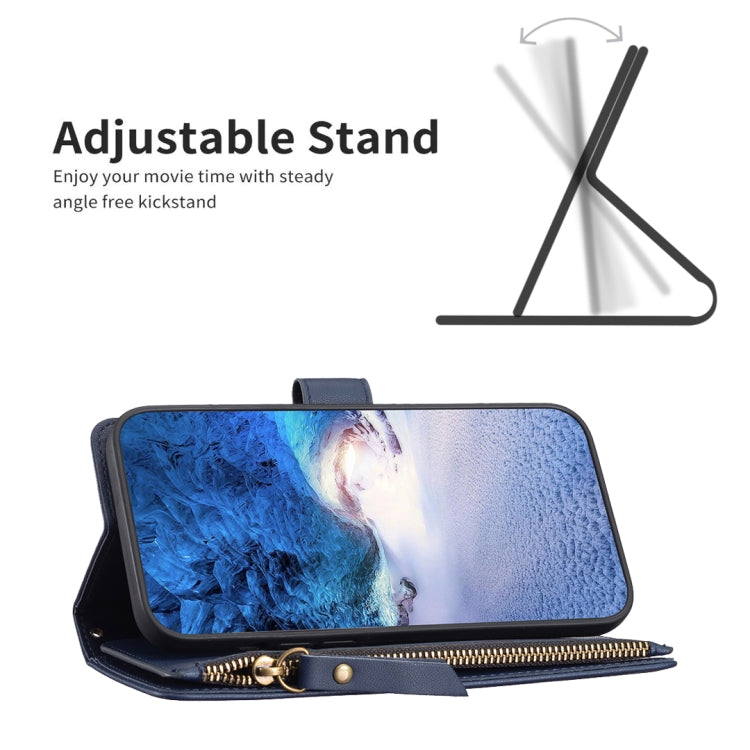 For Samsung Galaxy S21+ 5G 9 Card Slots Zipper Wallet Leather Flip Phone Case(Blue) - Galaxy S21+ 5G Cases by buy2fix | Online Shopping UK | buy2fix