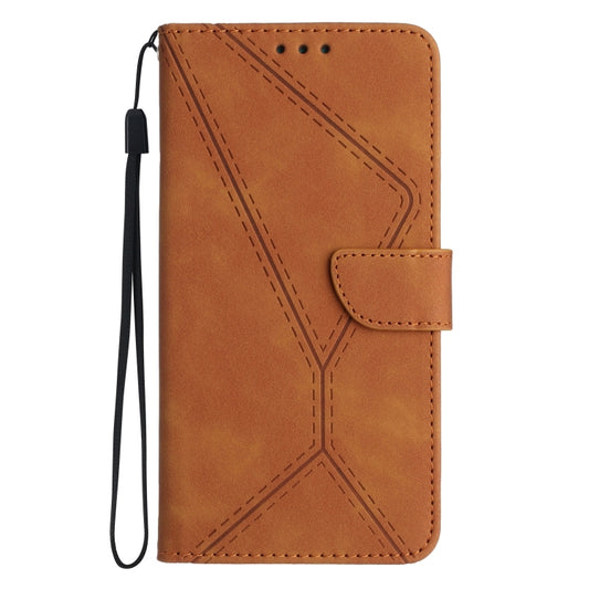 For iPhone 15 Stitching Embossed Leather Phone Case(Brown) by buy2fix