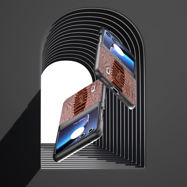 For Motorola Razr 40 Ultra ABEEL Genuine Leather Weilai Series Phone Case(Coffee) by buy2fix