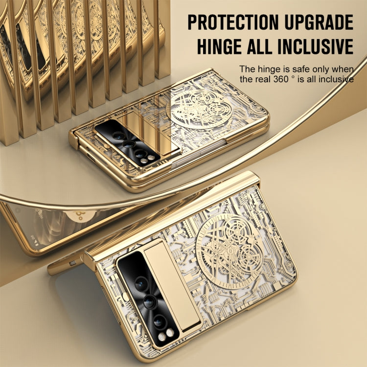 For Google Pixel Fold Mechanical Legend Integrated Electroplating All-inclusive Phone Case with Pen Slot(Gold) - Google Cases by buy2fix | Online Shopping UK | buy2fix