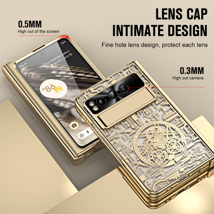 For Google Pixel Fold Mechanical Legend Integrated Electroplating All-inclusive Phone Case with Pen Slot(Gold) - Google Cases by buy2fix | Online Shopping UK | buy2fix