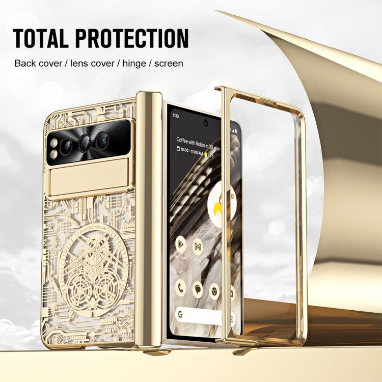 For Google Pixel Fold Mechanical Legend Integrated Electroplating All-inclusive Phone Case with Pen Slot(Gold) - Google Cases by buy2fix | Online Shopping UK | buy2fix