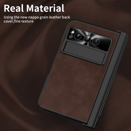 For Google Pixel Fold Integrated Napa Texture All-inclusive Phone Case with Pen Slot(Coffee) by buy2fix