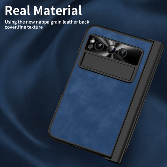 For Google Pixel Fold Integrated Napa Texture All-inclusive Phone Case with Pen Slot(Blue) by buy2fix