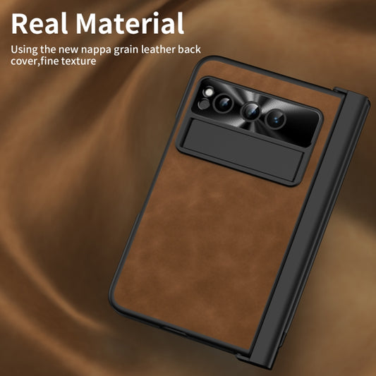 For Google Pixel Fold Integrated Napa Texture All-inclusive Phone Case with Pen Slot(Brown) by buy2fix