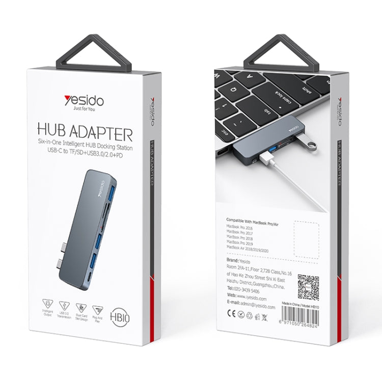 Yesido HB10 6 in 1 USB-C / Type-C Ports Multifunctional Docking Station HUB Adapter by Yesido