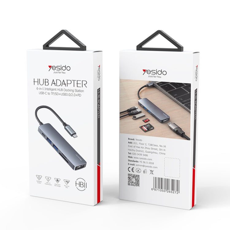 Yesido HB11 6 in 1 USB-C / Type-C Ports Multifunctional Docking Station HUB Adapter by Yesido