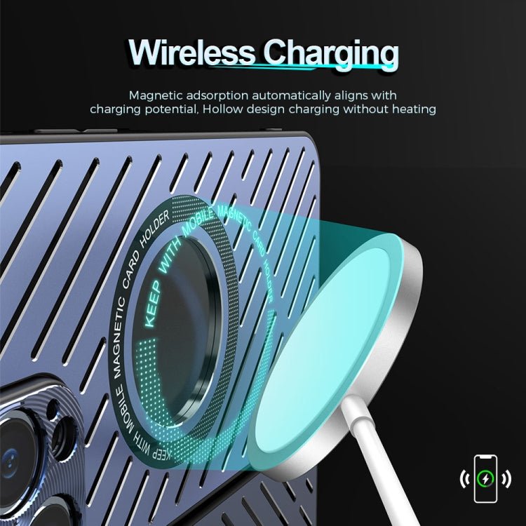 For iPhone 14 R-JUST RJ57 CD Pattern MagSafe Cooling Phone Case(Blue) - iPhone 14 Cases by R-JUST | Online Shopping UK | buy2fix