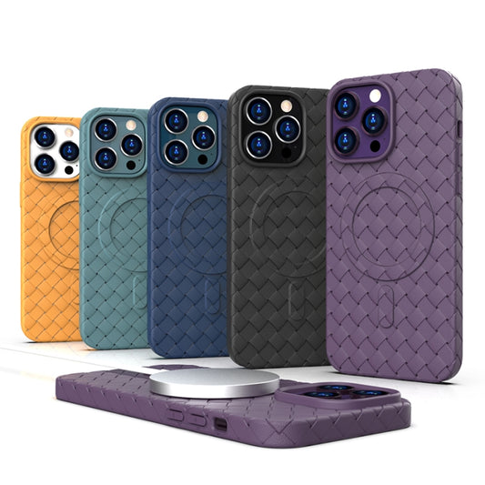 For iPhone 13 Woven Pattern MagSafe Magnetic Cooling Phone Case(Blue) by buy2fix