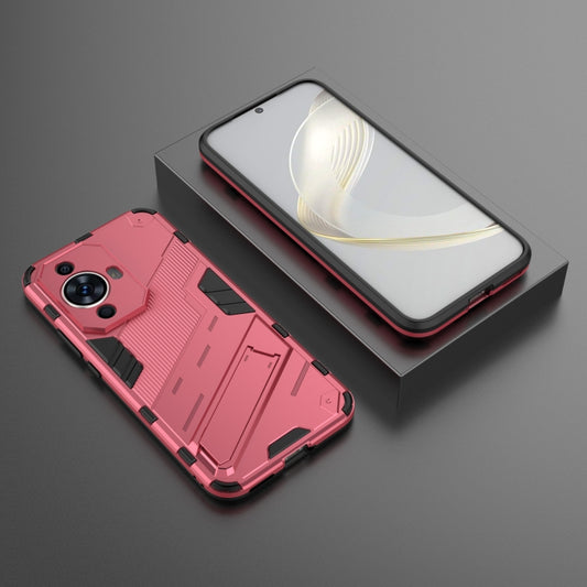 For Huawei nova 11 4G Punk Armor 2 in 1 PC + TPU Phone Case with Holder(Light Red) by buy2fix